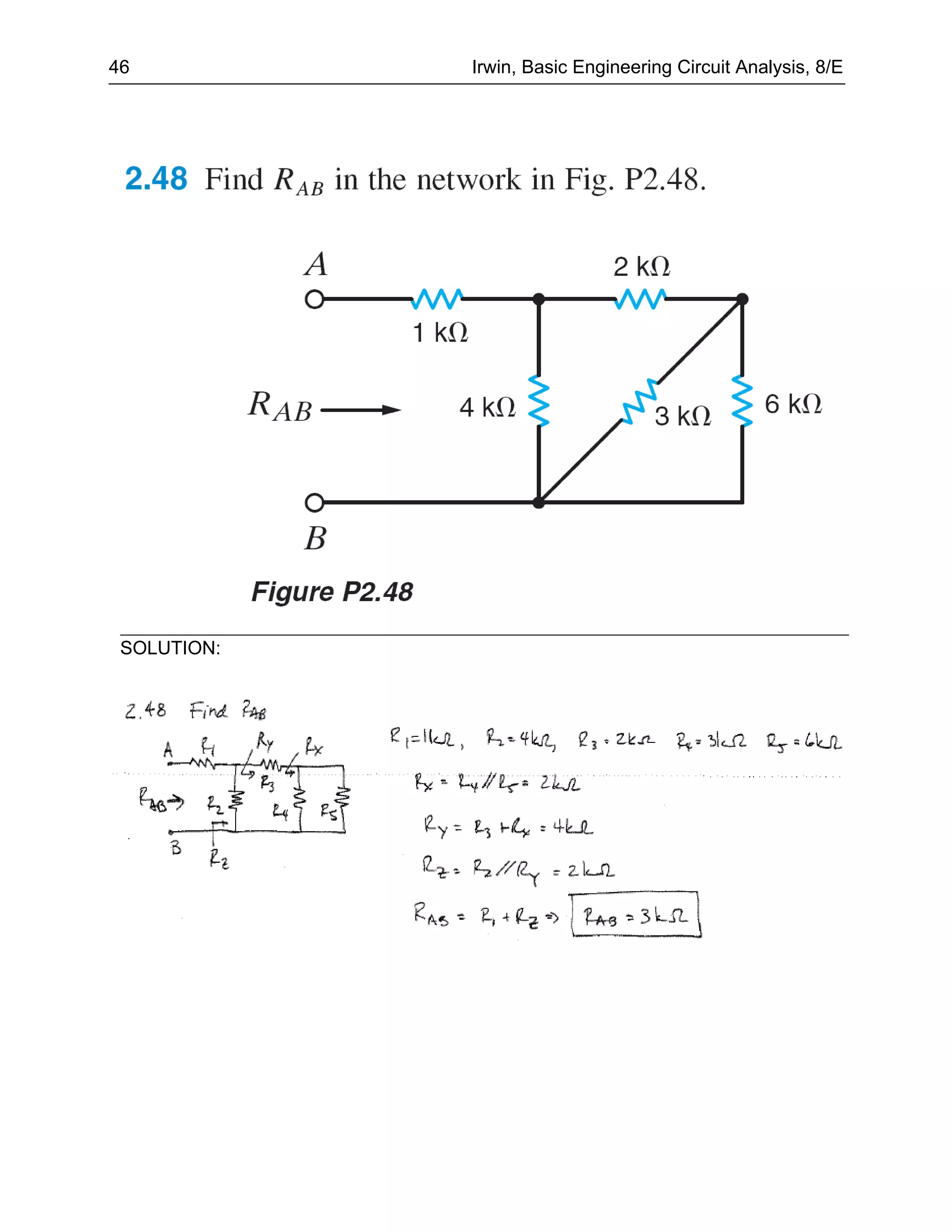 46           Irwin, Basic Engineering Circuit Analysis, 8/E




 SOLUTION:
 