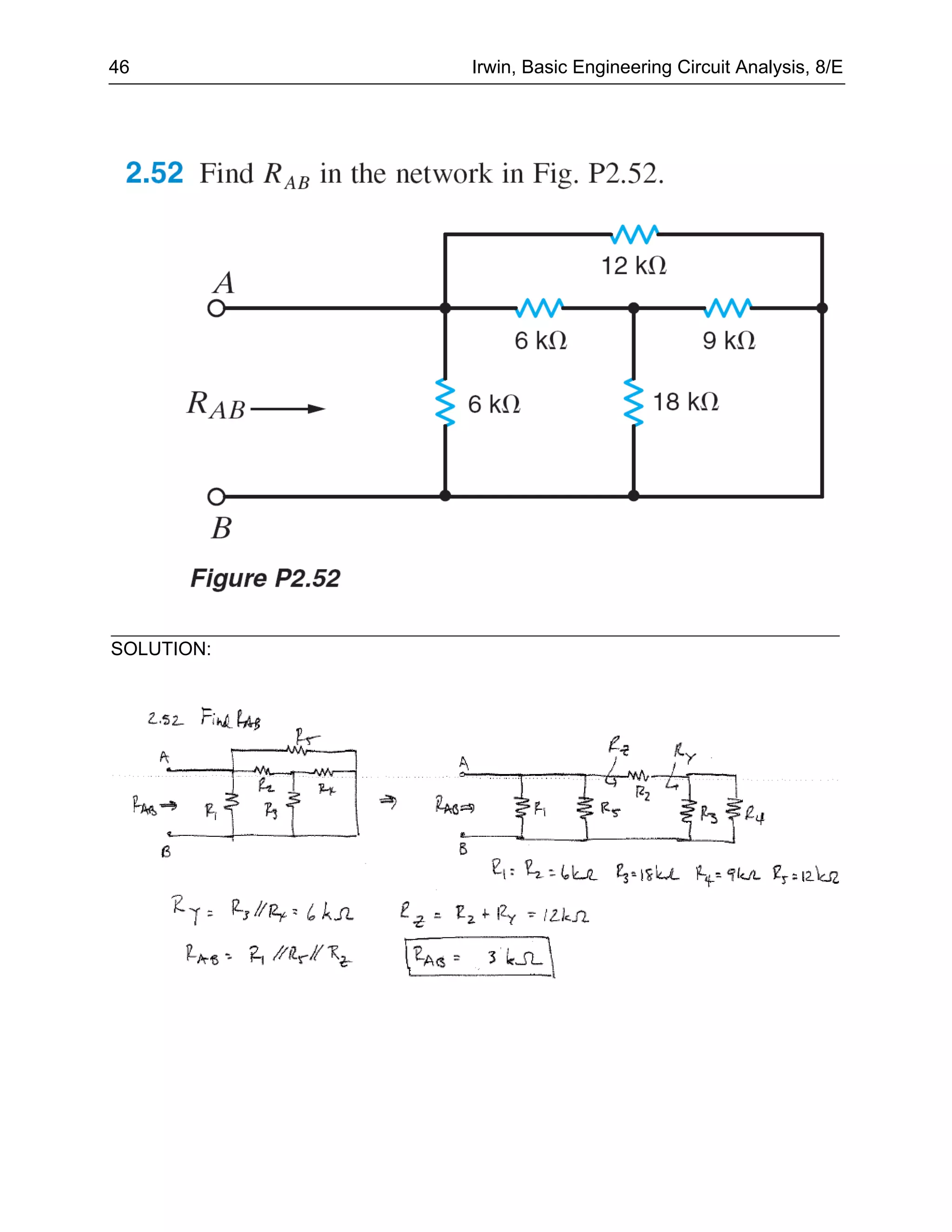 46          Irwin, Basic Engineering Circuit Analysis, 8/E




SOLUTION:
 