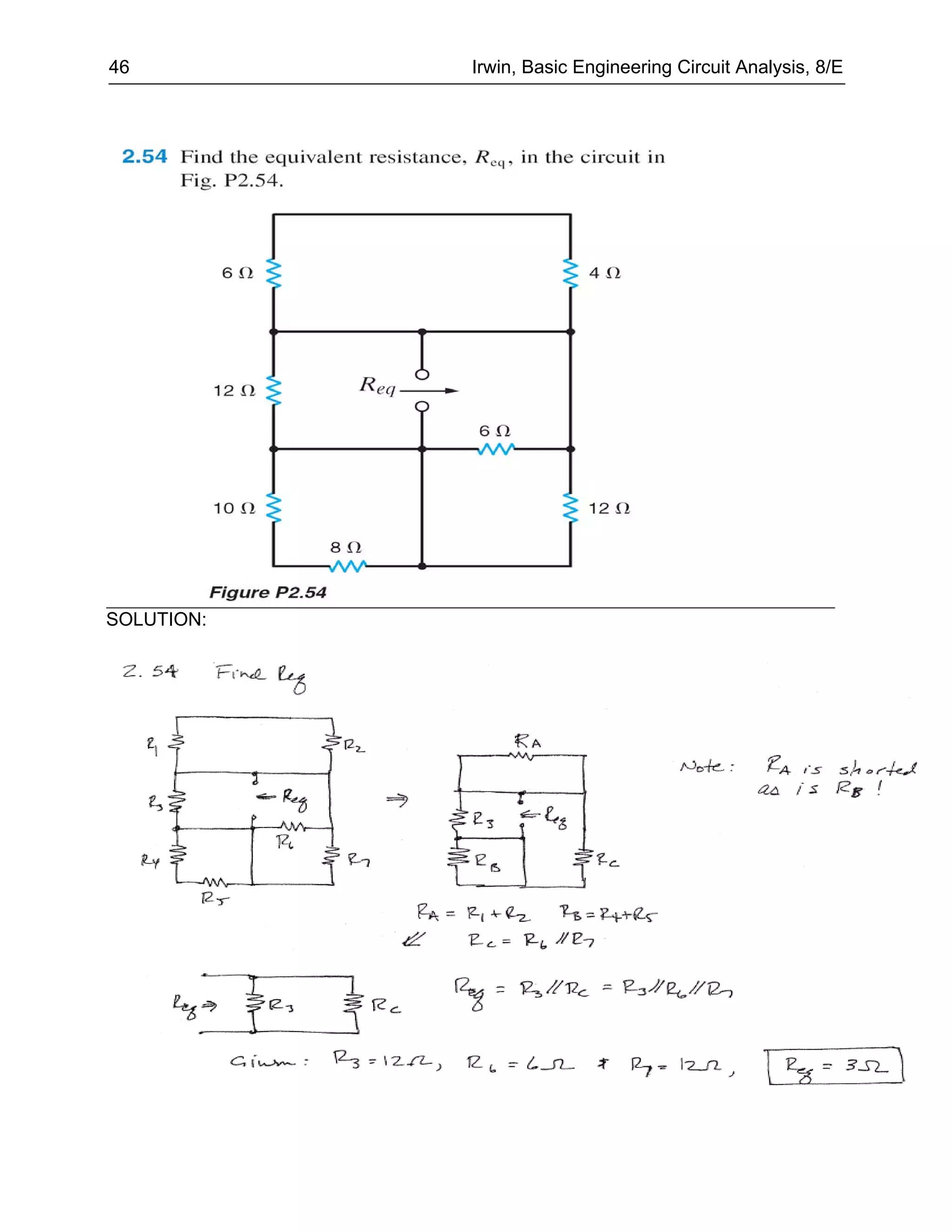46          Irwin, Basic Engineering Circuit Analysis, 8/E




SOLUTION:
 