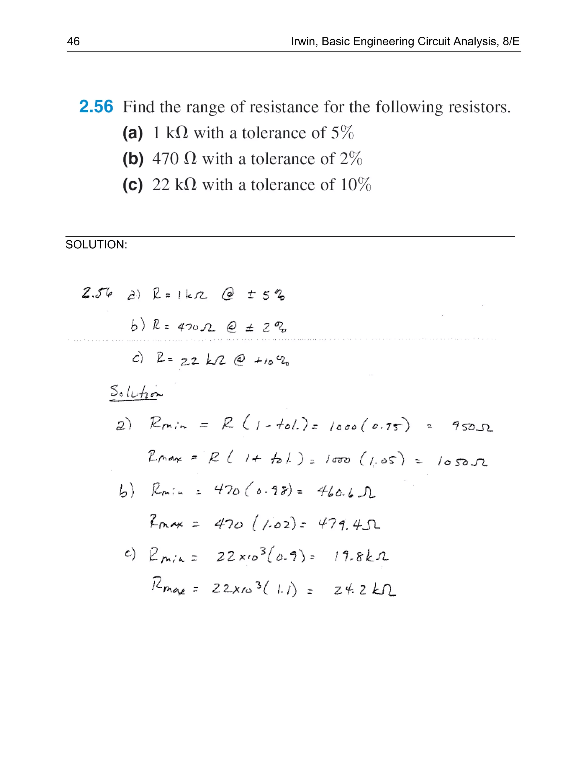46          Irwin, Basic Engineering Circuit Analysis, 8/E




SOLUTION:
 
