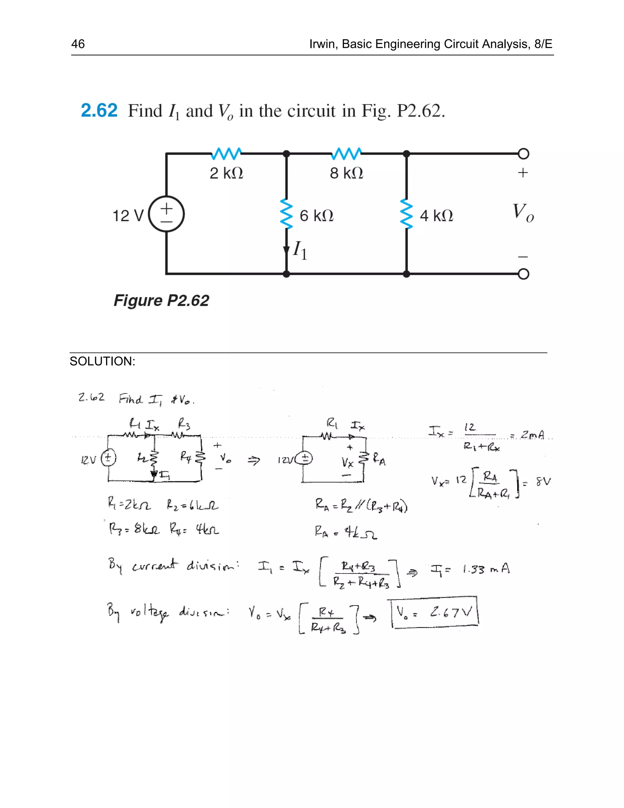 46          Irwin, Basic Engineering Circuit Analysis, 8/E




SOLUTION:
 