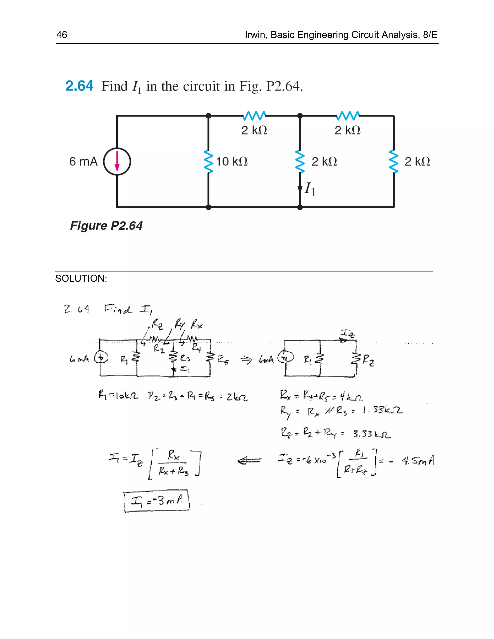 46          Irwin, Basic Engineering Circuit Analysis, 8/E




SOLUTION:
 