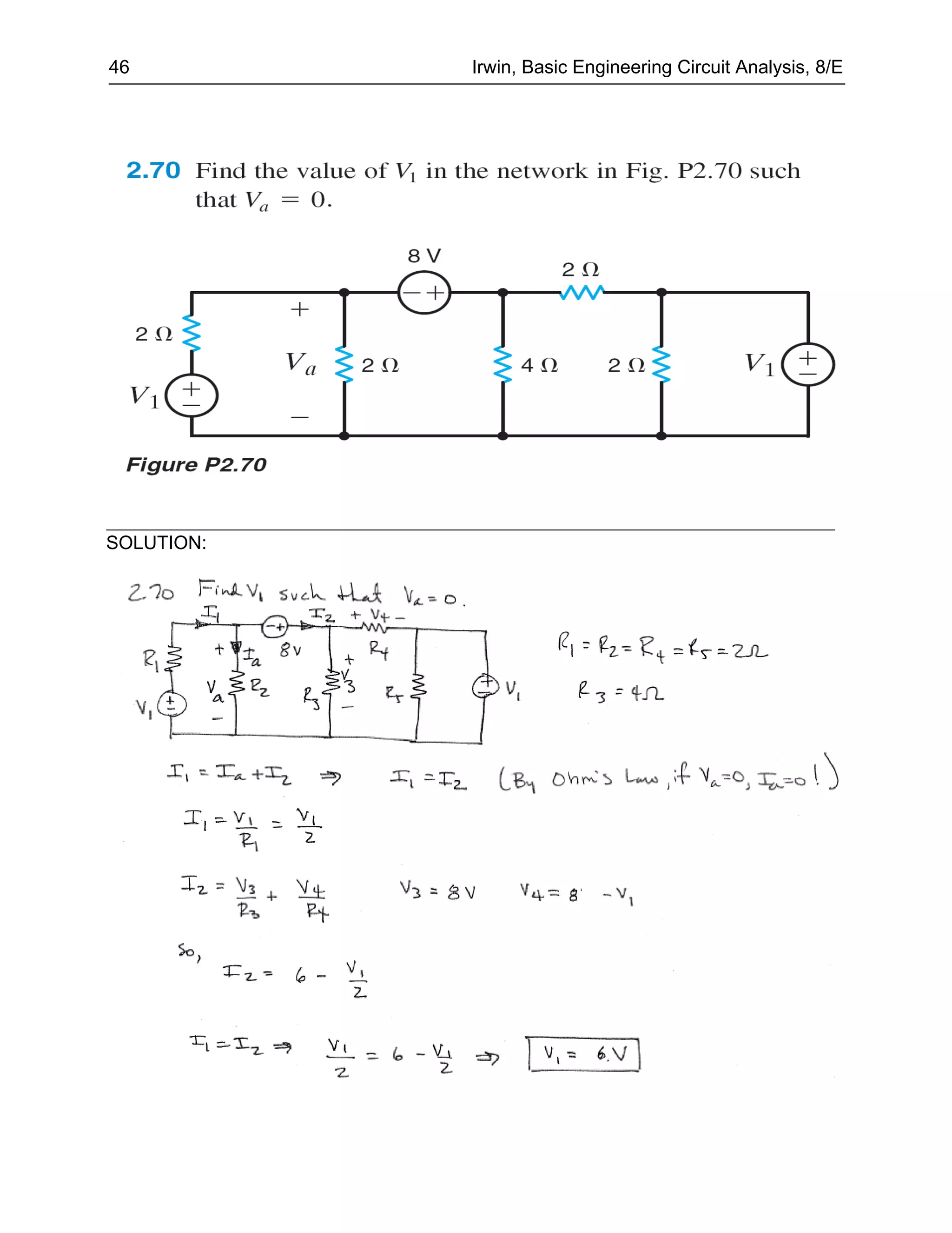 46          Irwin, Basic Engineering Circuit Analysis, 8/E




SOLUTION:
 