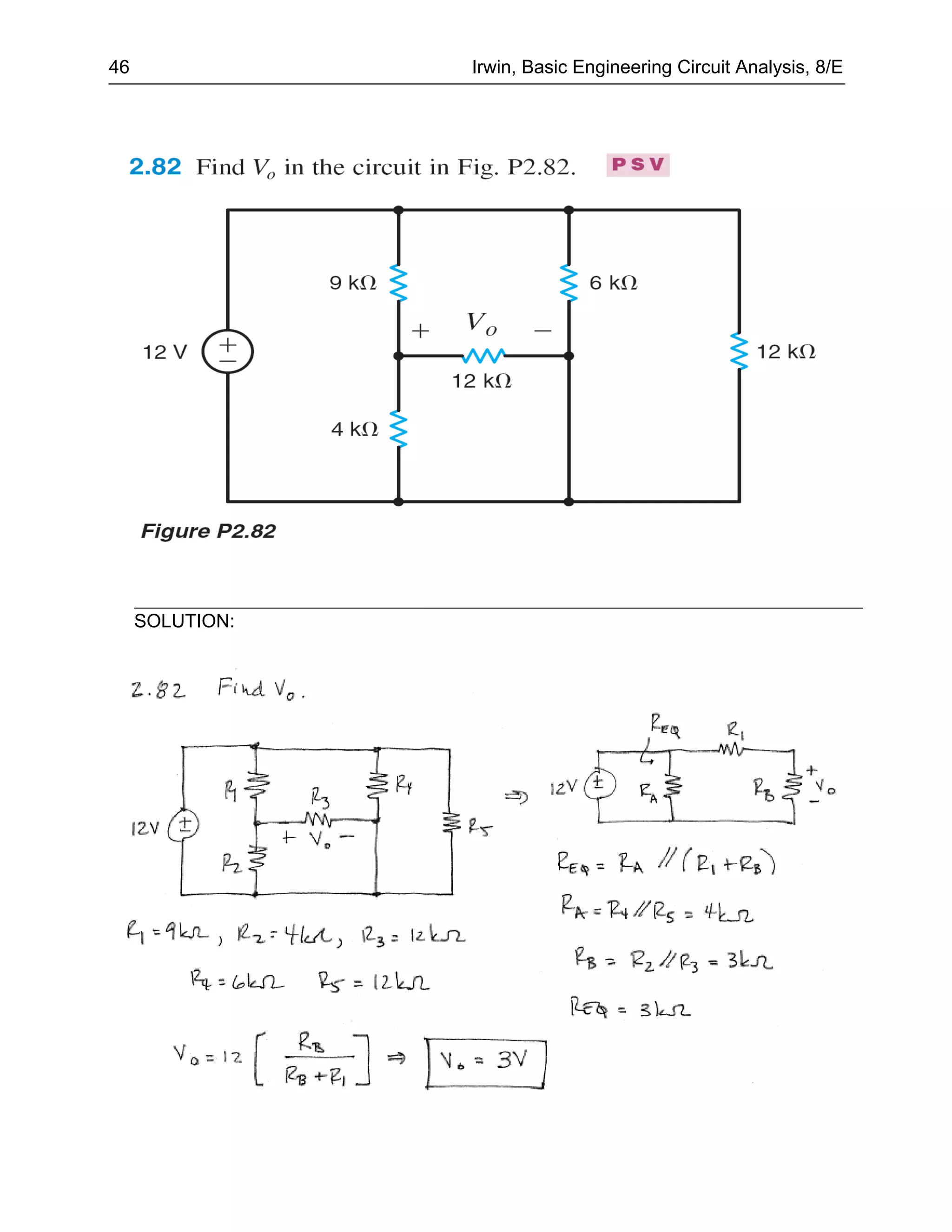 46               Irwin, Basic Engineering Circuit Analysis, 8/E




     SOLUTION:
 
