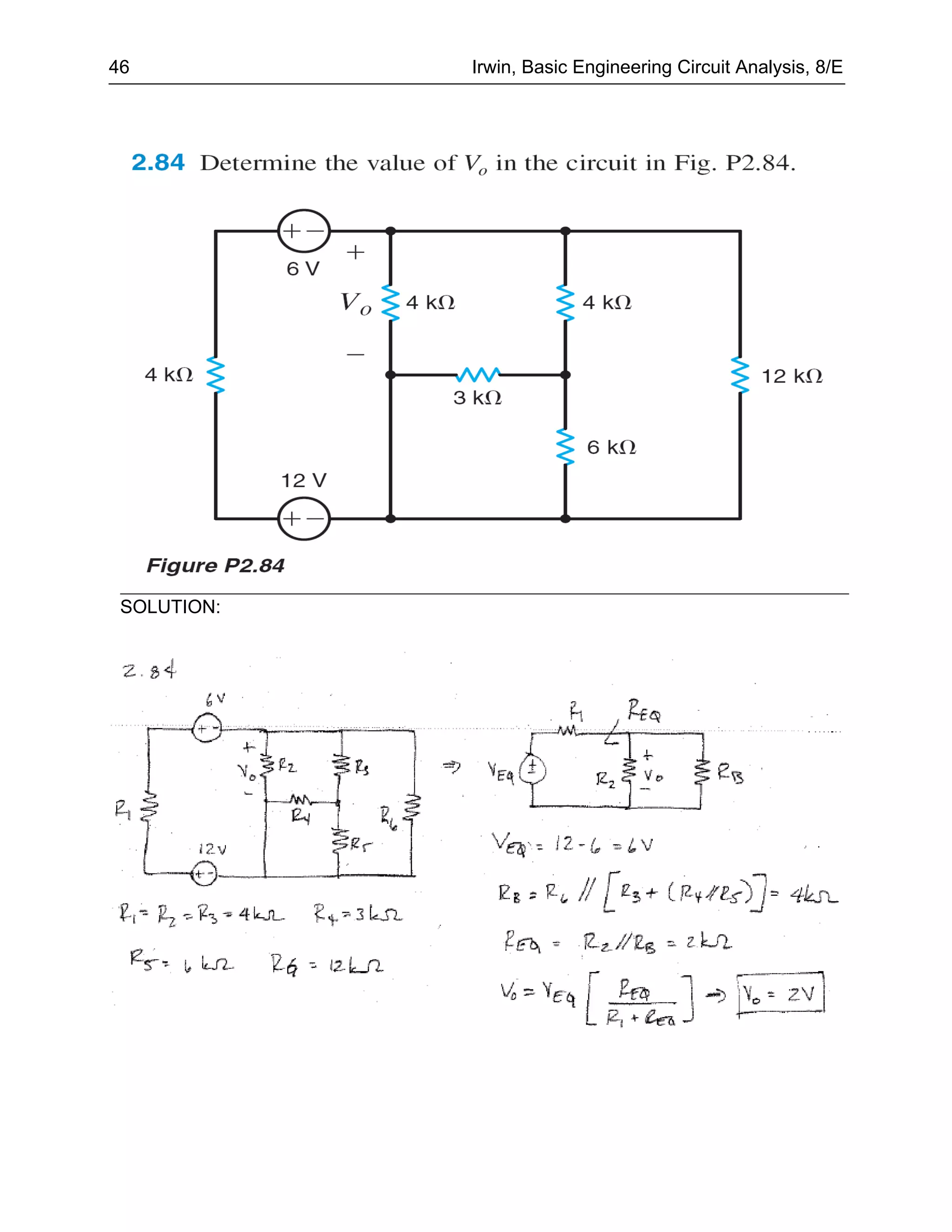 46           Irwin, Basic Engineering Circuit Analysis, 8/E




 SOLUTION:
 