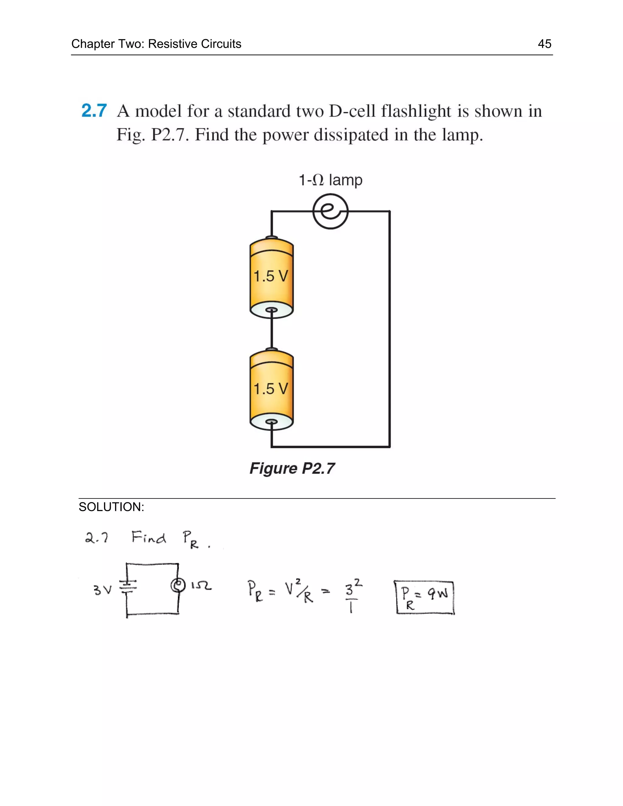 Chapter Two: Resistive Circuits   45




 SOLUTION:
 