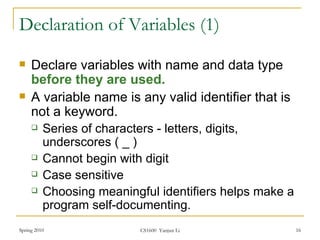 Variable Identifier Program Chapter2 | PPT