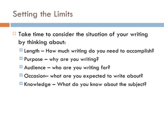 Limits Writing The Writing Process | PPT