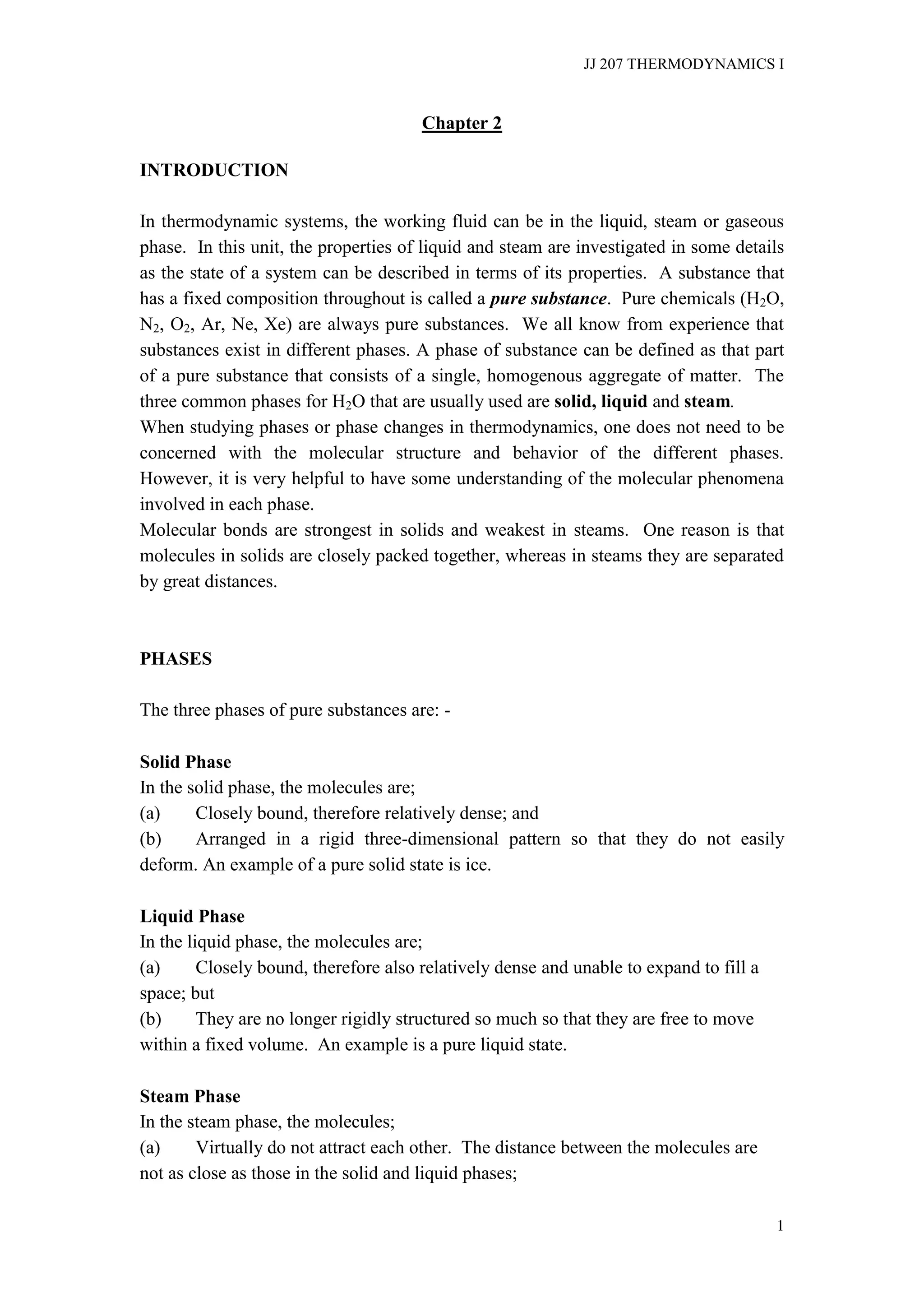 JJ207 Thermodynamics I Chapter 2 | PDF