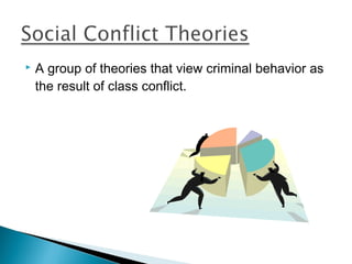    A group of theories that view criminal behavior as
    the result of class conflict.
 