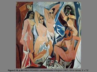 Figure 2.19, p.39 PABLO PICASSO. Les Demoiselles d’Avignon (1907). Oil on canvas. 8’ x 7’8”.
 