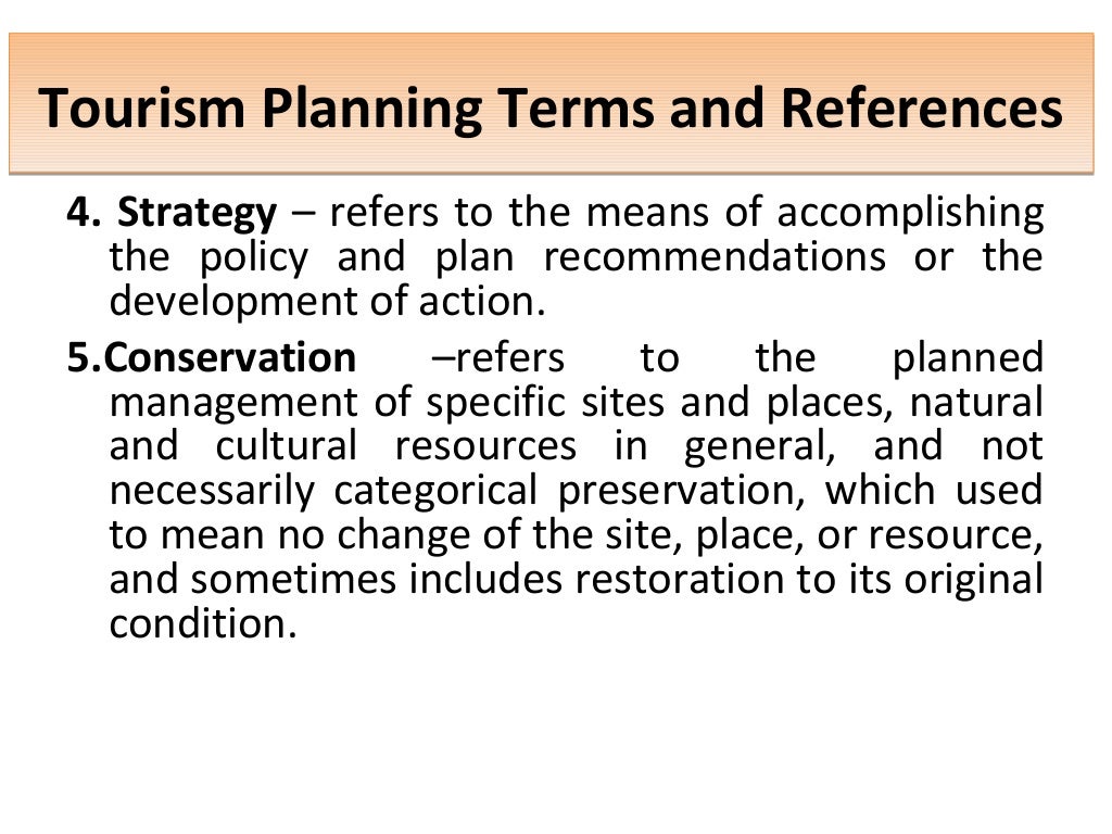 OVERVIEW OF TOURISM PLANNING AND DEVELOPMENT