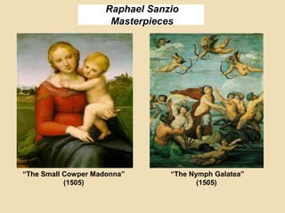 Raphael Sanzio
Masterpieces
“The Nymph Galatea”
(1505)
“The Small Cowper Madonna”
(1505)
 