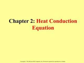 Chapter 2: Heat Conduction
Equation
Copyright © The McGraw-Hill Companies, Inc. Permission required for reproduction or display.
 