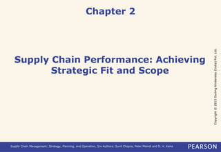 Copyright © 2013 Dorling Kindersley (India) Pvt. Ltd. 
Chapter 2 
Supply Chain Performance: Achieving 
Strategic Fit and Scope 
Supply Chain Management: Strategy, Planning, and Operation, 5/e Authors: Sunil Chopra, Peter Meindl and D. V. Kalra 
 