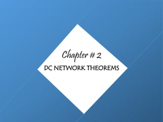 Chapter # 2 
DC NETWORK THEOREMS 
 