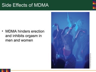 Side Effects of MDMA
• MDMA hinders erection
and inhibits orgasm in
men and women
 
