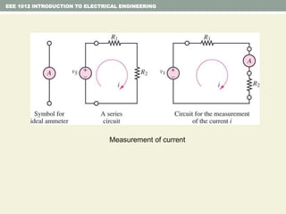 EEE 1012 INTRODUCTION TO ELECTRICAL ENGINEERING
Measurement of current
 
