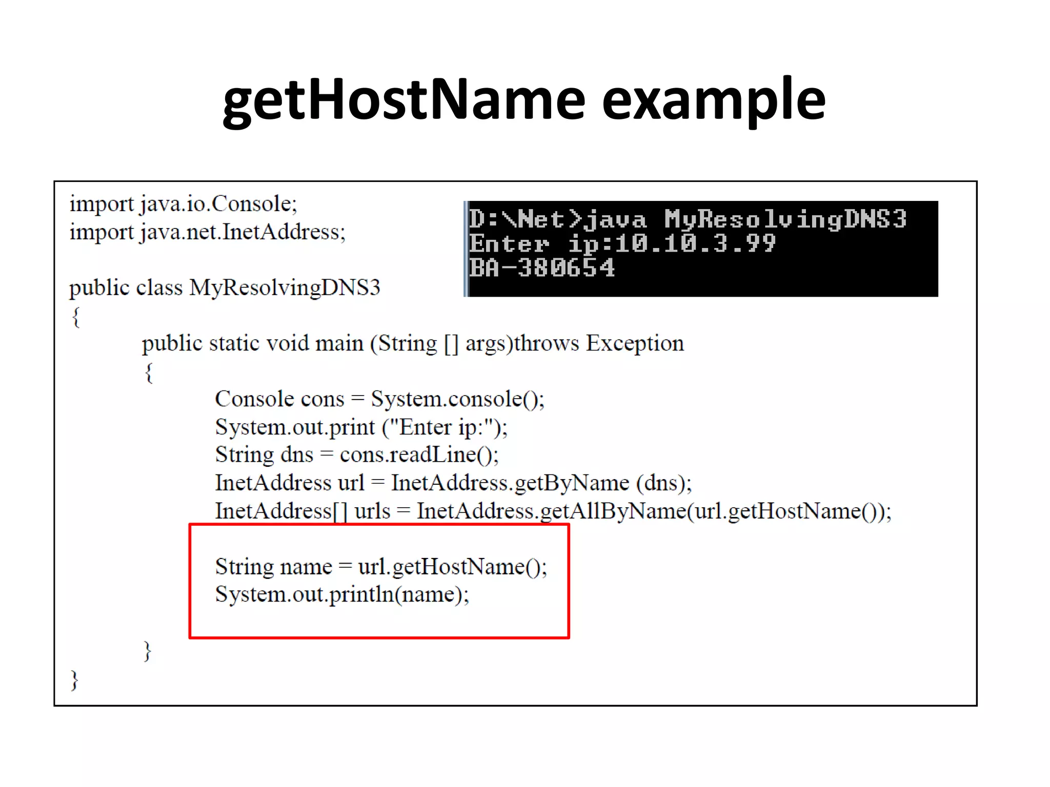 getHostName example
 