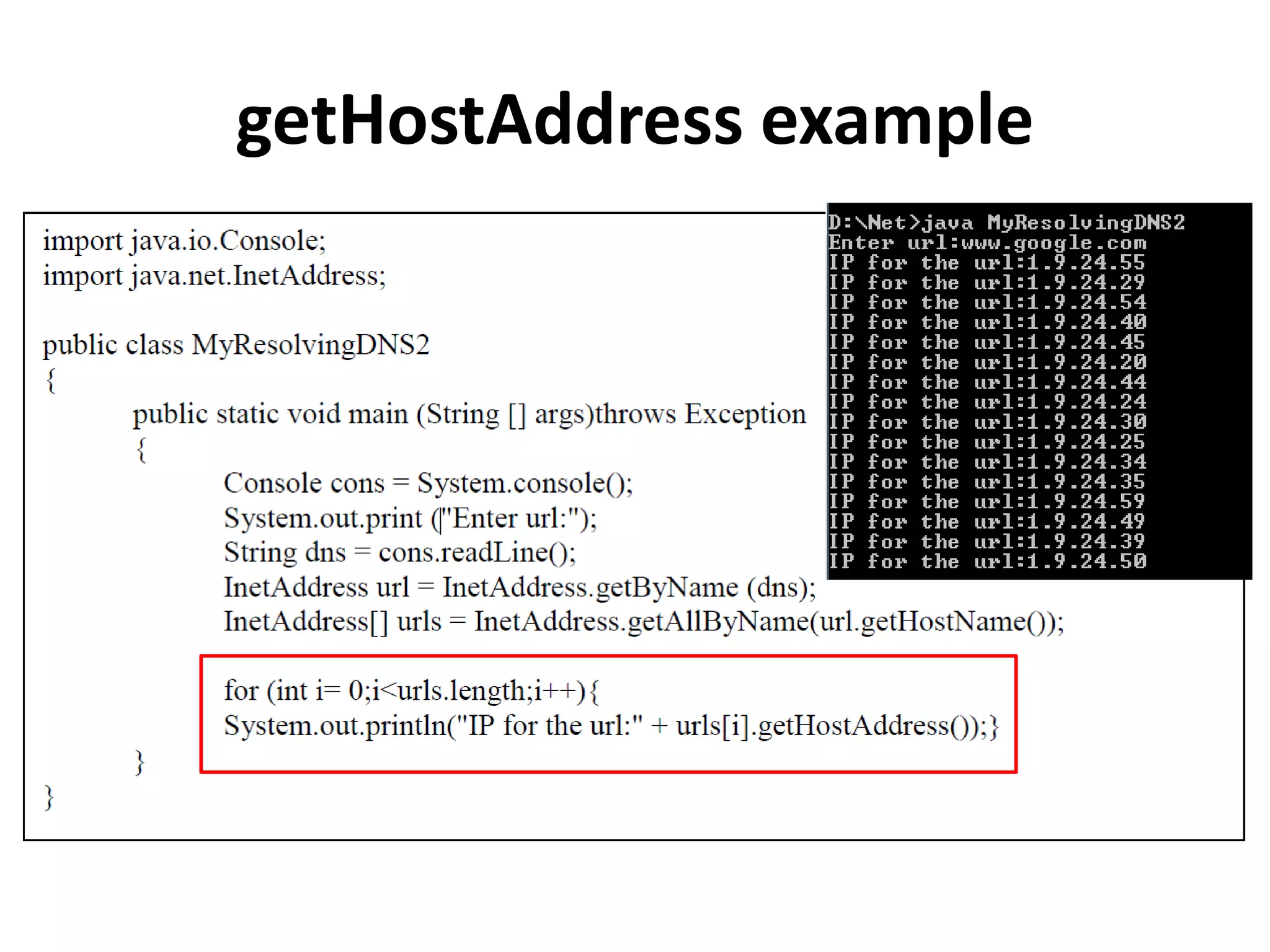 getHostAddress example
 