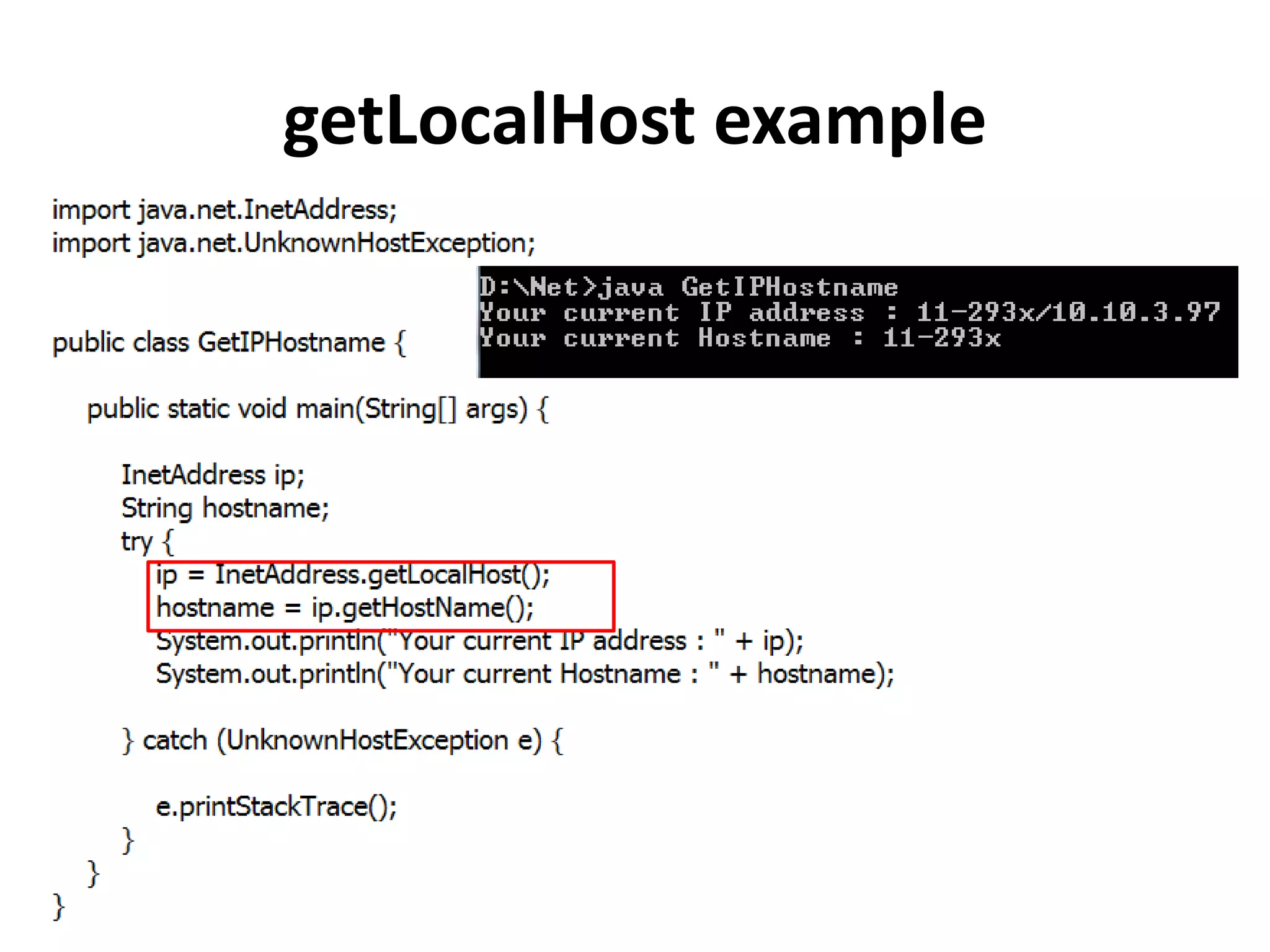 getLocalHost example
 
