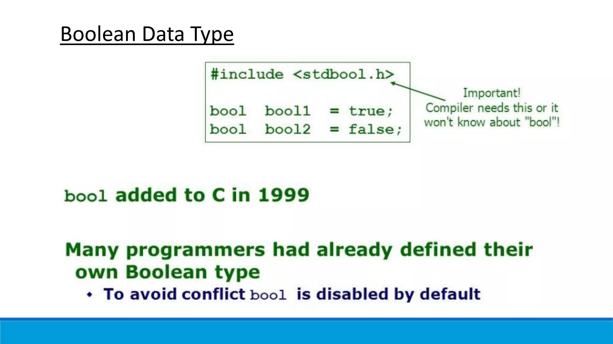 Boolean Data Type
 
