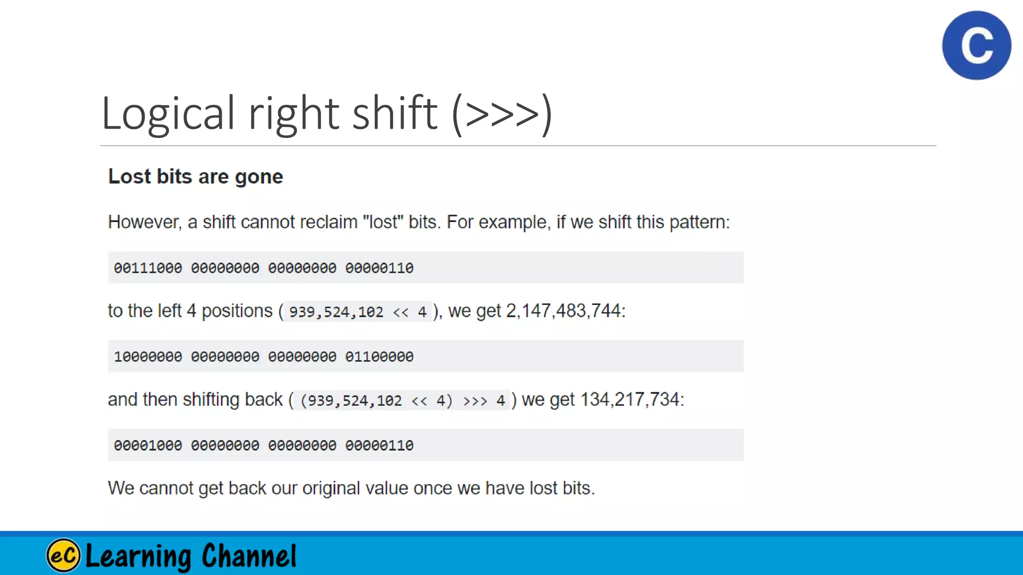 Logical right shift (>>>)
 
