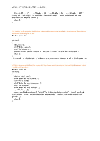 LET US C (5th EDITION) CHAPTER 2 ANSWERS | PDF
