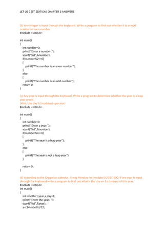 LET US C (5th EDITION) CHAPTER 2 ANSWERS | PDF