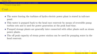 Classification of Hydroelectric power plants