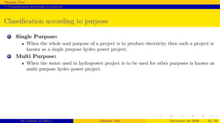 Classification of Hydroelectric power plants