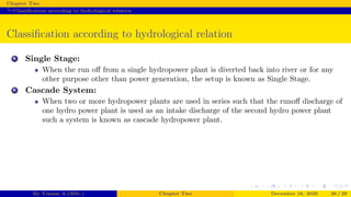 Classification of Hydroelectric power plants