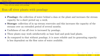 Classification of Hydroelectric power plants