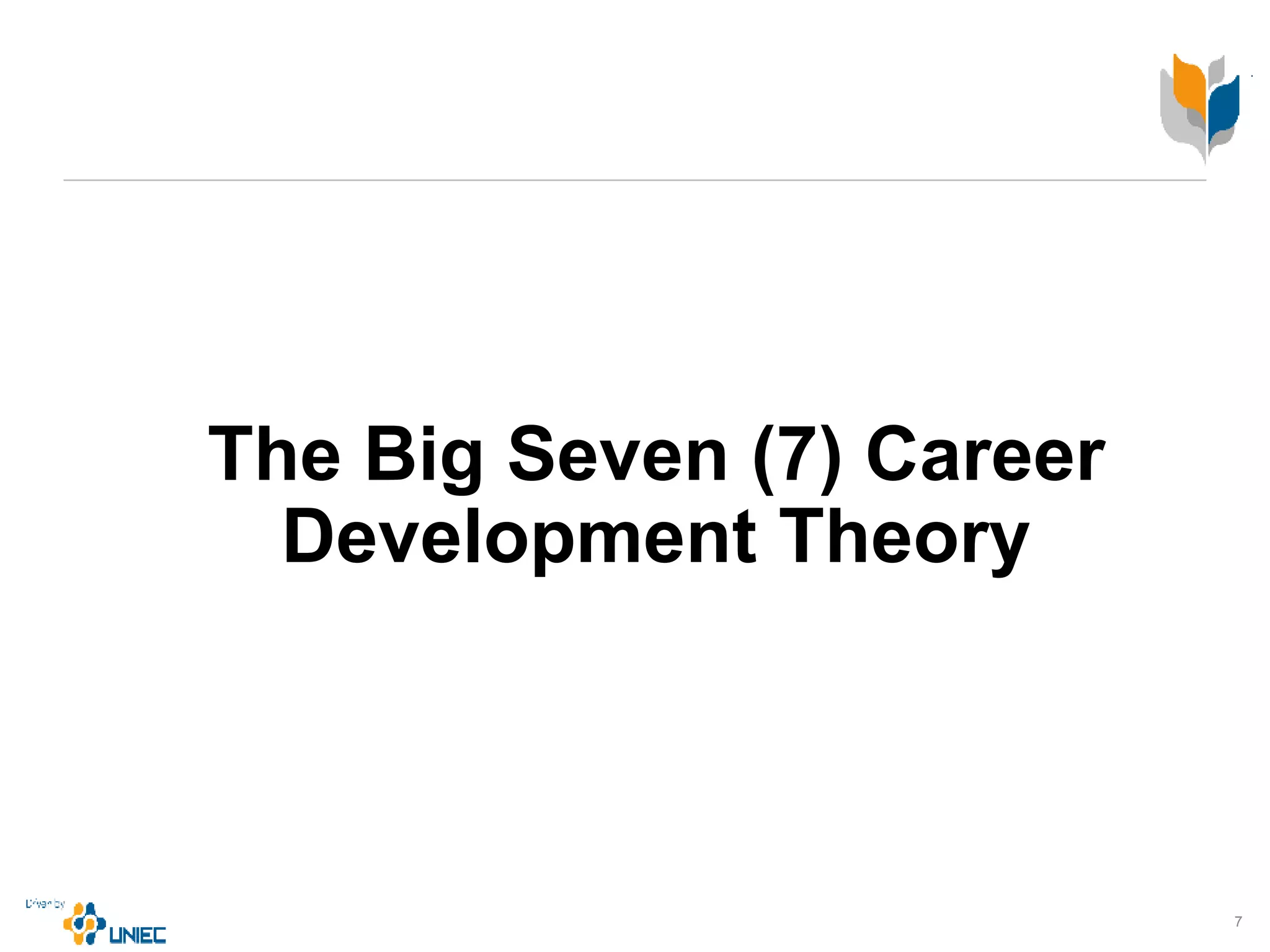 The Big Seven (7) Career
Development Theory
7
 