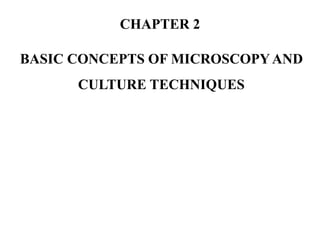 CHAPTER 2
BASIC CONCEPTS OF MICROSCOPY AND
CULTURE TECHNIQUES
 