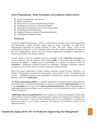 Linear Programming Model Formulation and Graphical Solution | PDF