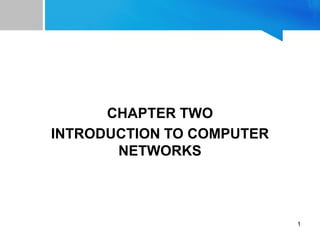 1
CHAPTER TWO
INTRODUCTION TO COMPUTER
NETWORKS
 