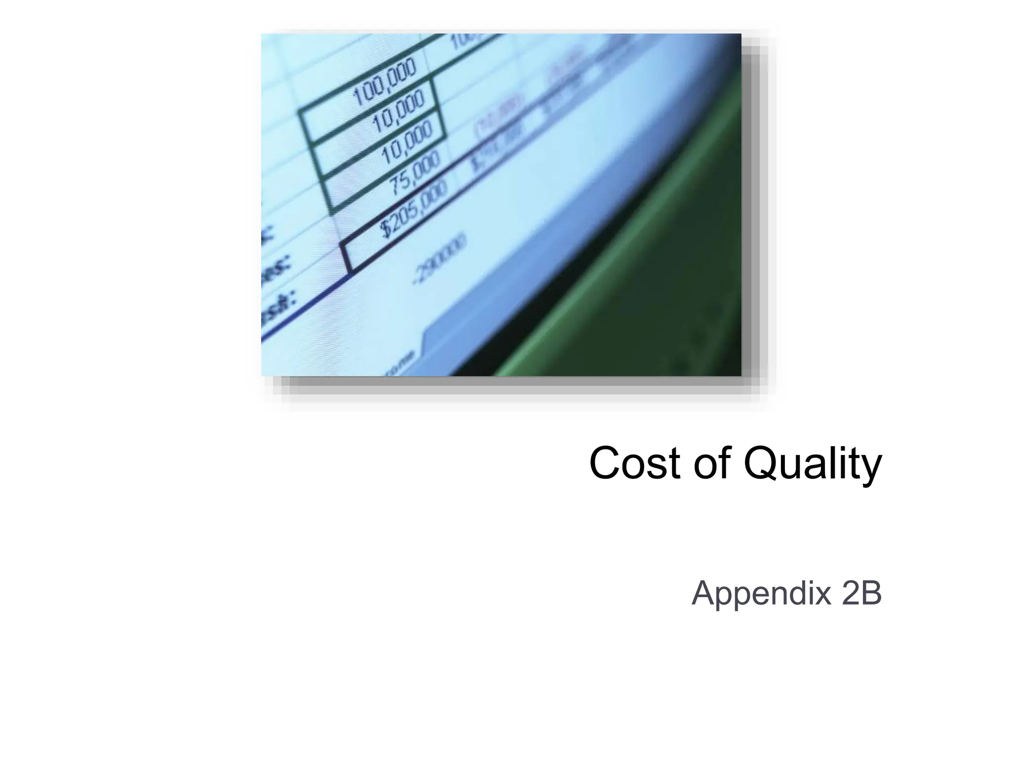 Cost of Quality
Appendix 2B
 