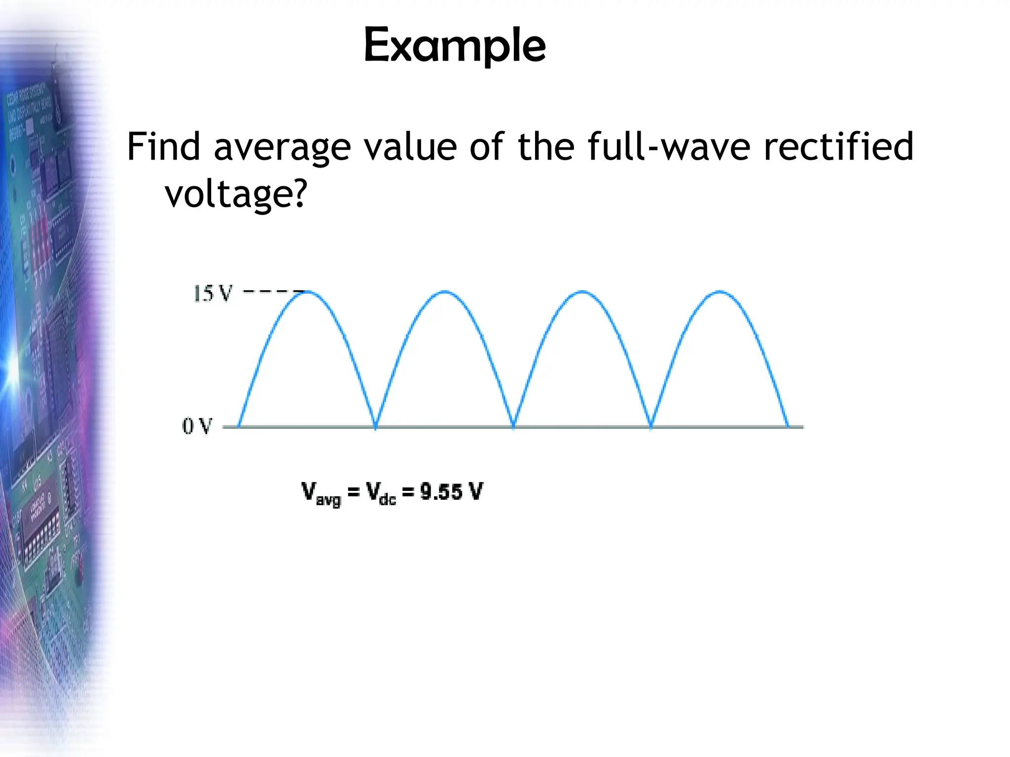 Example
Find average value of the full-wave rectified
voltage?
 