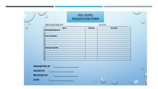 IFSU HOTEL
REQUESITION FORM
 