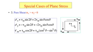 ? 3. Pure Shear:?x = ?y= 0
Special Cases of Plane Stress
 