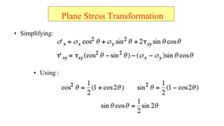 ? Simplifying:
? Using :
Plane Stress Transformation
 
