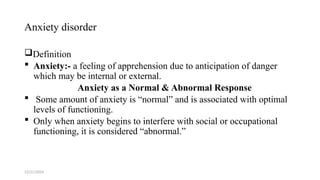 Apprehensive Def Chapter 2 anxiety disorders power point | PPTX
