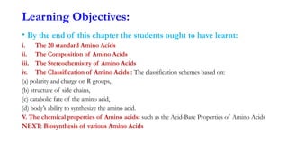 Amino acids chapter 2 of the story about proteins | PPTX