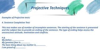 Sample Projective Test Self and personality, 2nd chapter of psychology | PPTX
