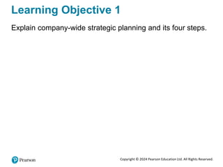 Copyright © 2024 Pearson Education Ltd. All Rights Reserved.
Learning Objective 1
Explain company-wide strategic planning and its four steps.
 