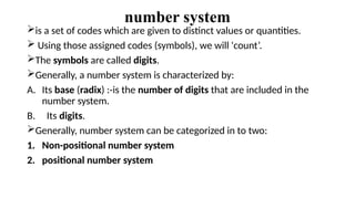 Number Systems and Codes (Computer Organization & Architecture) | PPTX