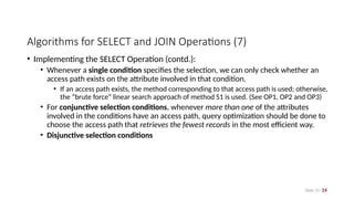 Comprehensive Algorithms for Query Processing and Optimization in ...