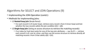 Comprehensive Algorithms for Query Processing and Optimization in ...
