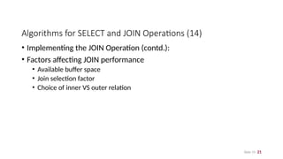 Comprehensive Algorithms for Query Processing and Optimization in ...